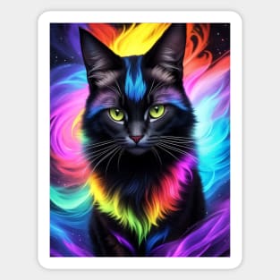 Fantasy Colorful Furry Cat Sticker